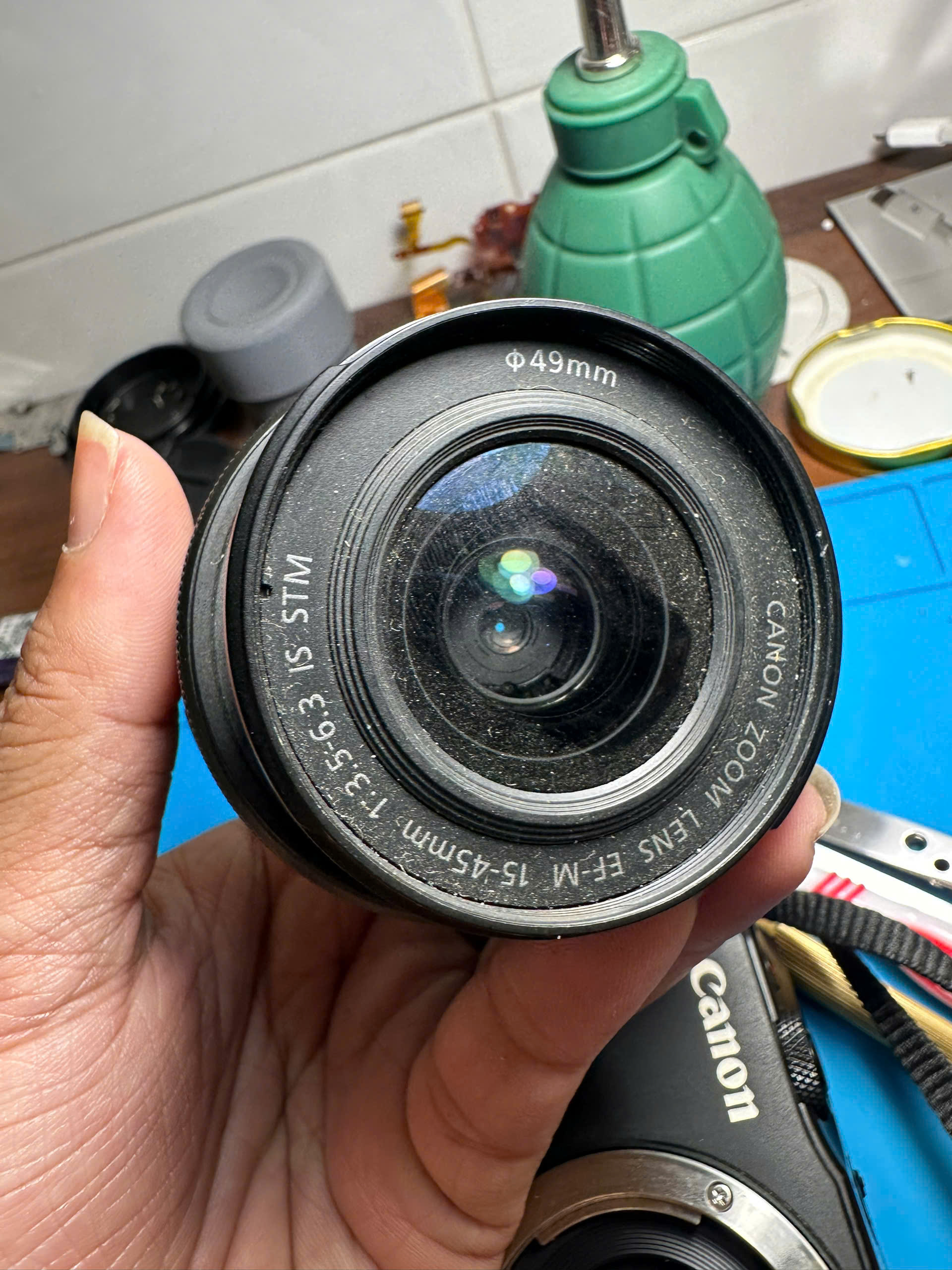 vệ sinh lens Canon EF-M 15-45mm